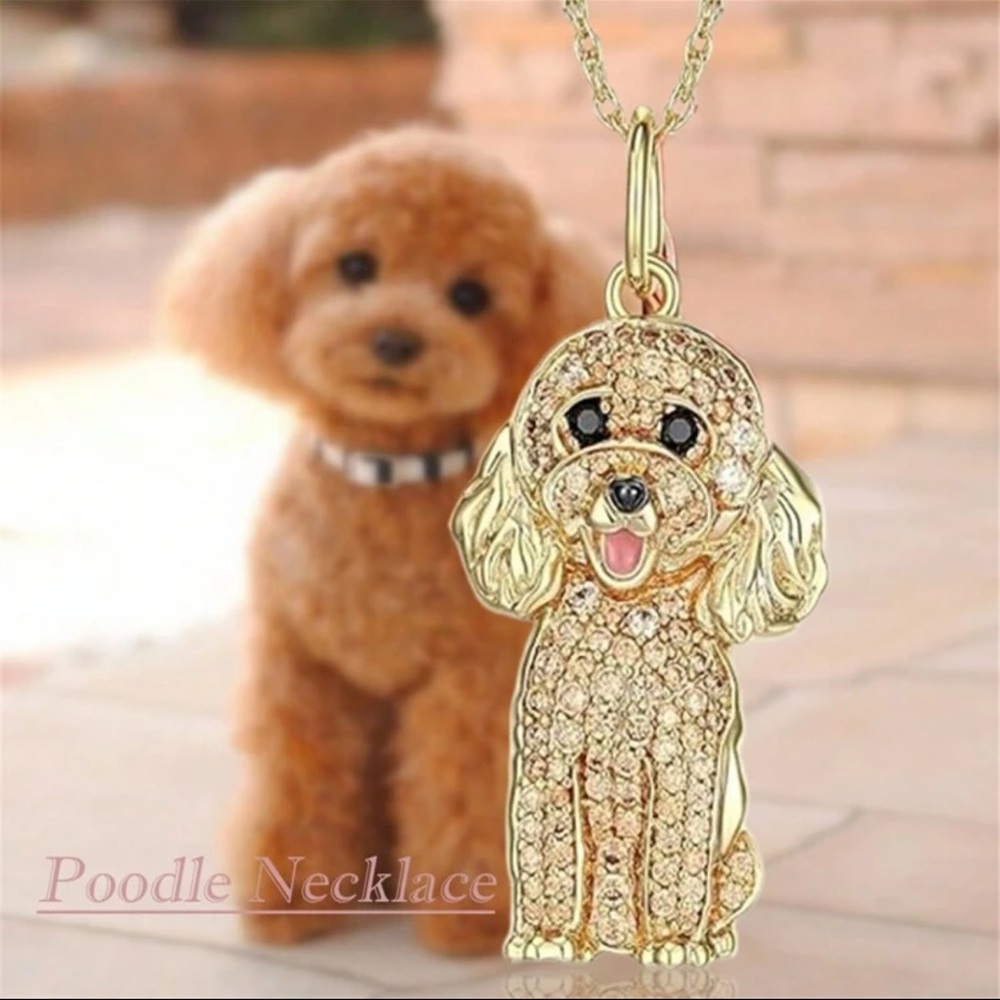 Gold Poodle Dog Necklace, Poodle Necklace, Labordoddle Necklace